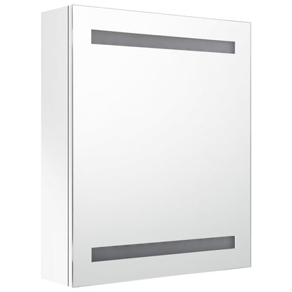Badrumsspegel Spegelskåp LED Högglans Vit 50x14x60 cm