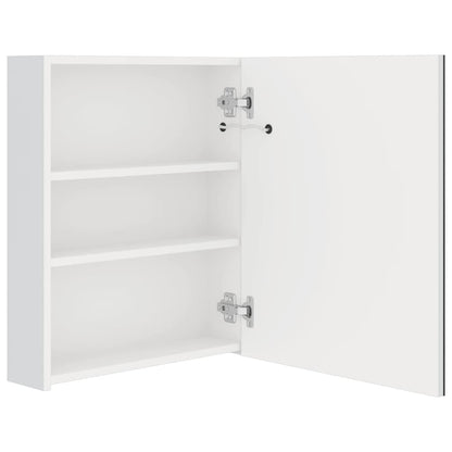 Badrumsspegel Spegelskåp LED Högglans Vit 50x14x60 cm