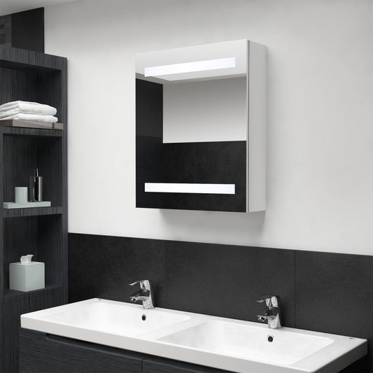 Badrumsspegel Spegelskåp LED Högglans Vit 50x14x60 cm
