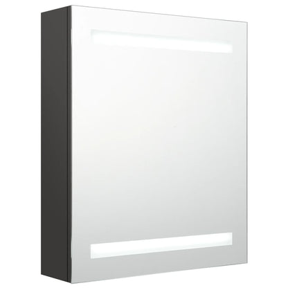 Badrumsspegel Spegelskåp LED antracit 50x14x60 cm