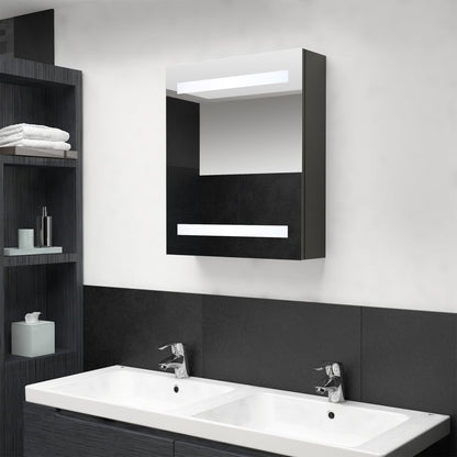 Badrumsspegel Spegelskåp LED antracit 50x14x60 cm