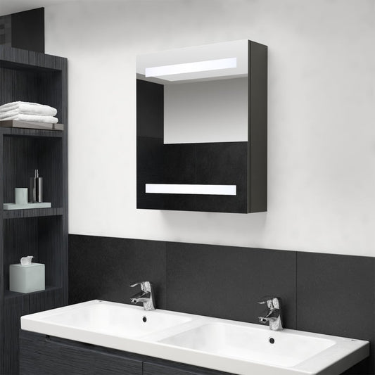 Badrumsspegel Spegelskåp LED antracit 50x14x60 cm