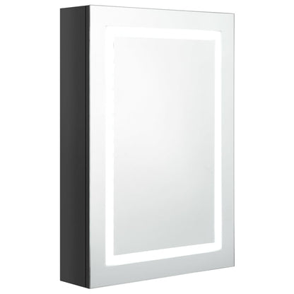 Badrumsspegel Spegelskåp LED Högglans Svart 50x13x70 cm