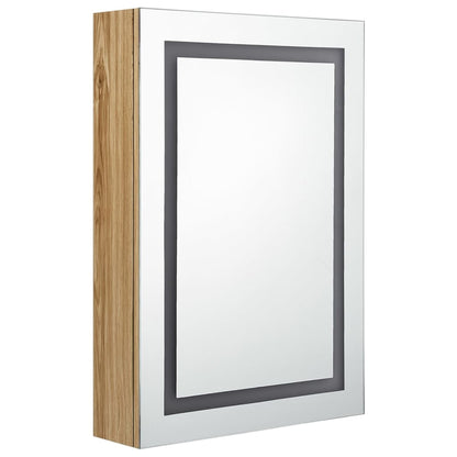 Badrumsspegel Spegelskåp LED Ek 50x13x70 cm