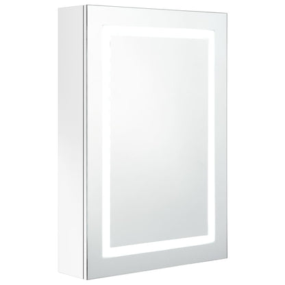 Badrumsspegel Spegelskåp LED Högglans Vit 50x13x70 cm