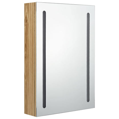 Badrumsspegel Spegelskåp LED Ek 50x13x70 cm