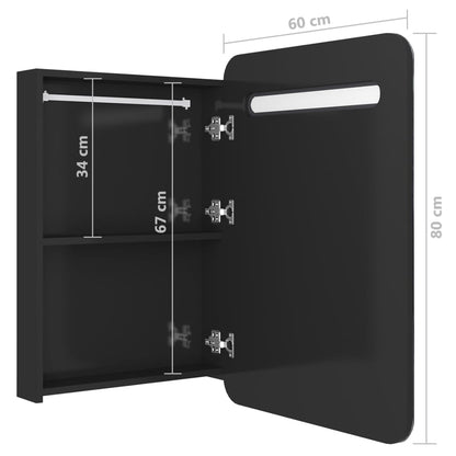 Badrumsspegel Spegelskåp LED Högglans Svart 60x11x80 cm