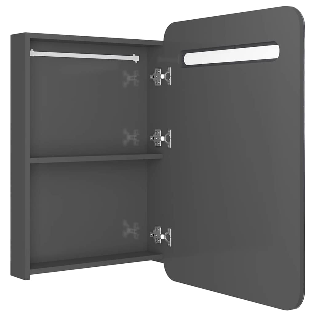 Badrumsspegel Spegelskåp LED Högglans Grå 60x11x80 cm