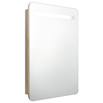 Badrumsspegel Spegelskåp LED Ek 60x11x80 cm
