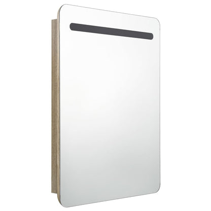 Badrumsspegel Spegelskåp LED Ek 60x11x80 cm