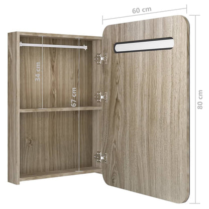 Badrumsspegel Spegelskåp LED Ek 60x11x80 cm