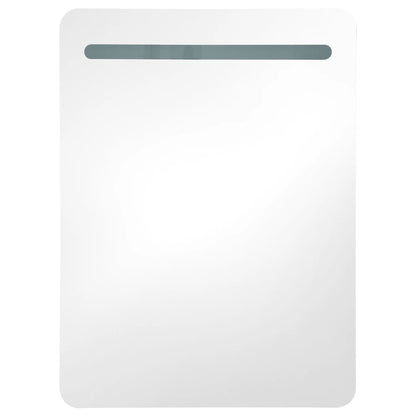 Badrumsspegel Spegelskåp LED Vit och Ek 60x11x80 cm