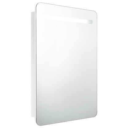 Badrumsspegel Spegelskåp LED Högglans Vit 60x11x80 cm