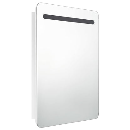 Badrumsspegel Spegelskåp LED Högglans Vit 60x11x80 cm