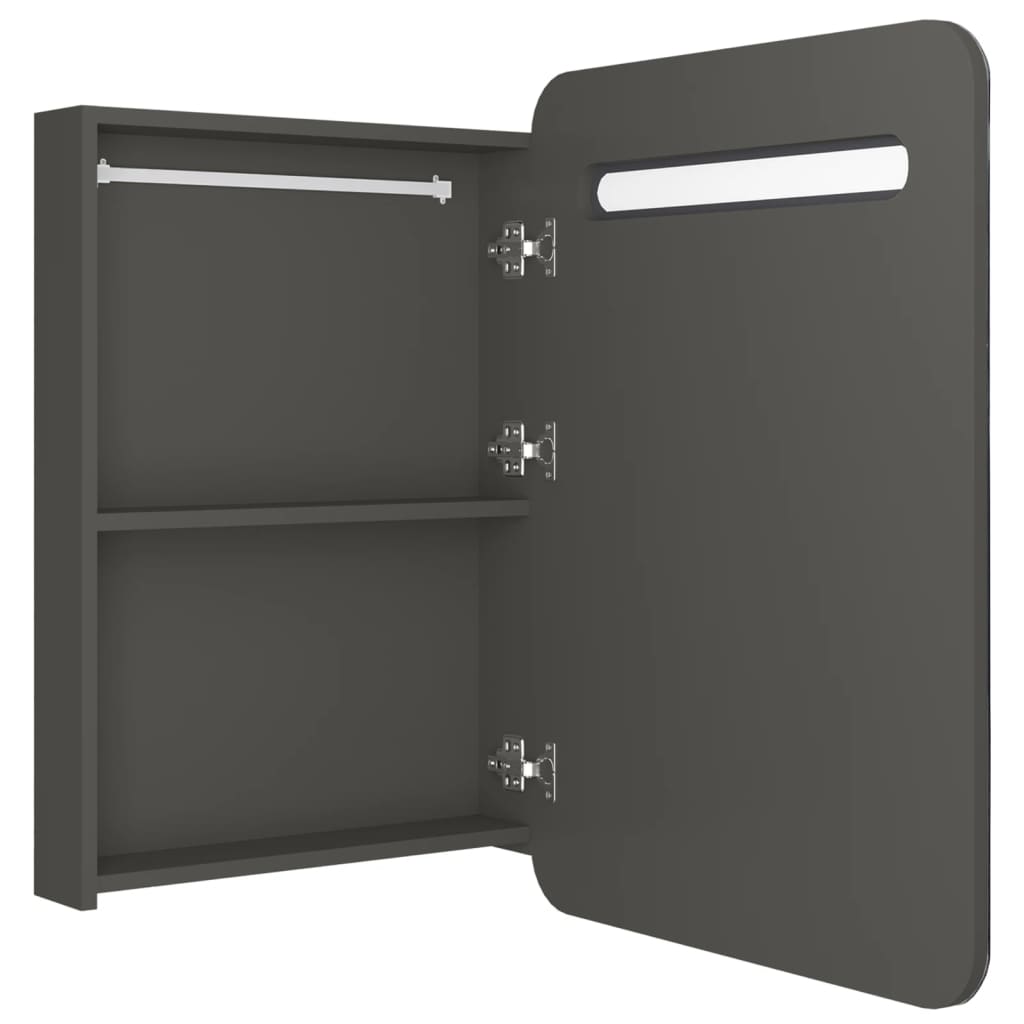 Badrumsspegel Spegelskåp LED antracitgrå 60x11x80 cm
