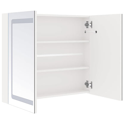 Badrumsspegel Spegelskåp LED Högglans Vit 80x12x68 cm