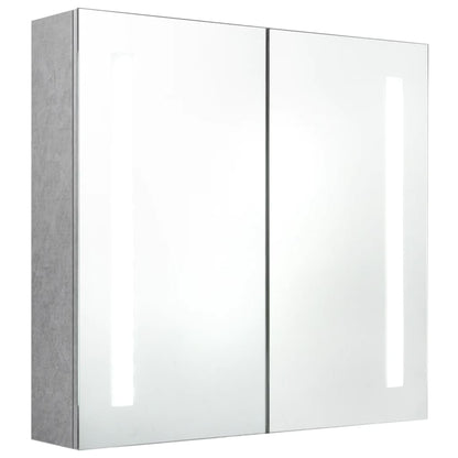 Badrumsspegel Spegelskåp LED Betonggrå 62x14x60 cm