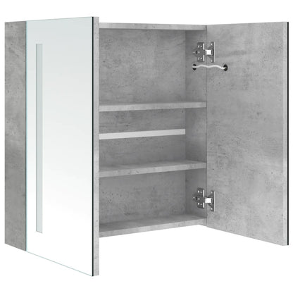 Badrumsspegel Spegelskåp LED Betonggrå 62x14x60 cm