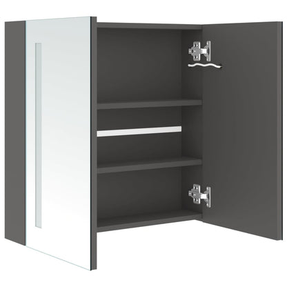Badrumsspegel Spegelskåp LED Grå 62x14x60 cm