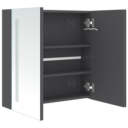 Badrumsspegel Spegelskåp LED Högglans Grå 62x14x60 cm