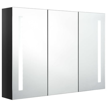 Badrumsspegel Spegelskåp LED 89x14x62 cm glänsande svart