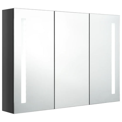 Badrumsspegel Spegelskåp LED 89x14x62 cm glänsande grå