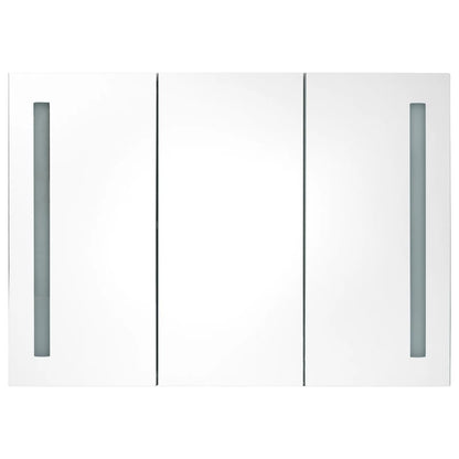 Badrumsspegel Spegelskåp LED 89x14x62 cm Vit och ek