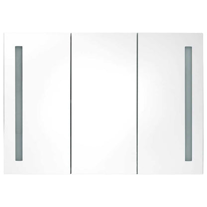 Badrumsspegel Spegelskåp LED 89x14x62 cm glänsande Vit