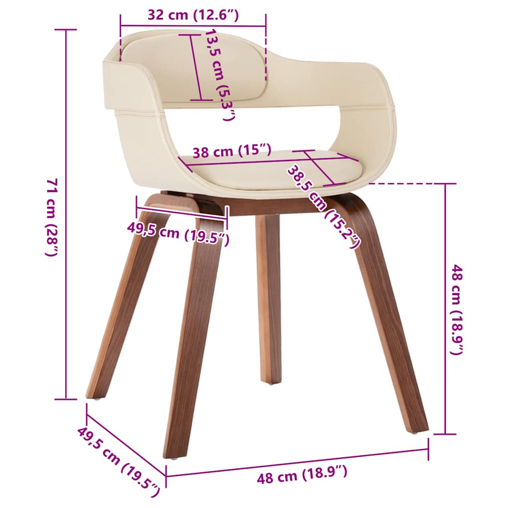 Matstol Vit böjträ och konstläder