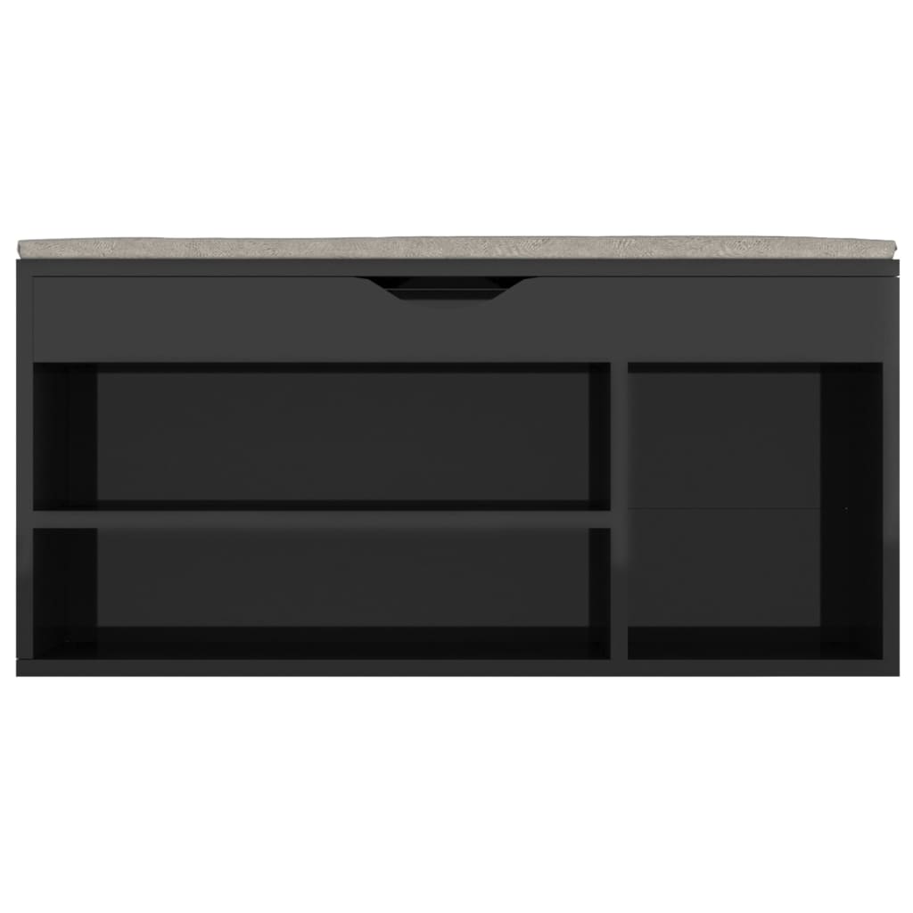 Skoställ Högglans Svart Skobänk med dyna 104x30x49 cm