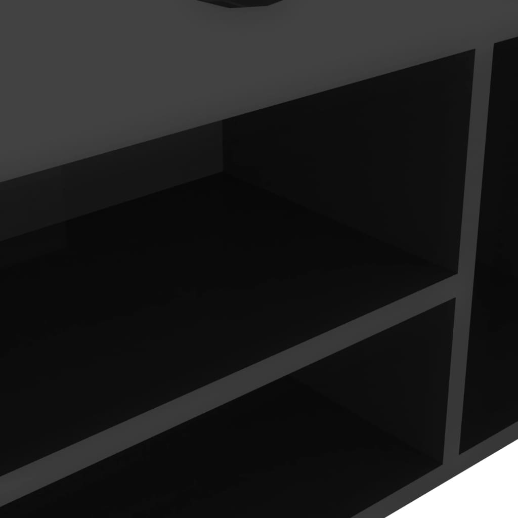 Skoställ Högglans Svart Skobänk med dyna 104x30x49 cm