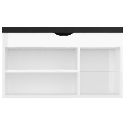 Skoställ Högglans Vit Skobänk med dyna 80x30x47 cm