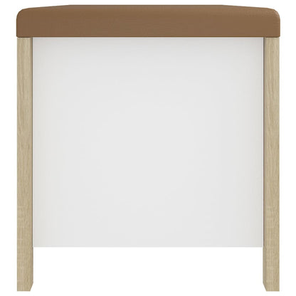 Förvaringsbänk med dyna sonoma-ek och vit 105x40x45 cm spånskiva