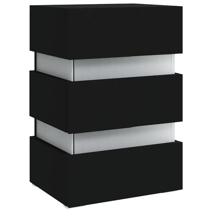 Sängbord Nattduksbord Svart Sängskåp LED 45x35x67 cm