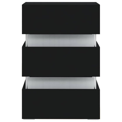 Sängbord Nattduksbord Svart Sängskåp LED 45x35x67 cm