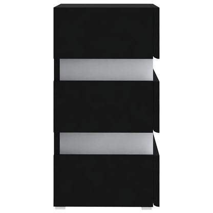 Sängbord Nattduksbord Svart Sängskåp LED 45x35x67 cm