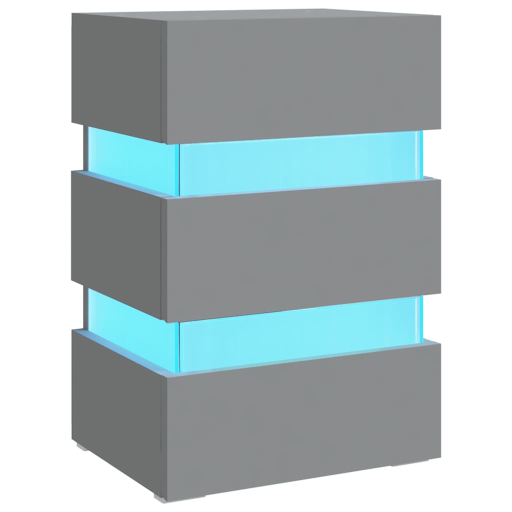 Sängbord Nattduksbord Grå Sängskåp LED 45x35x67 cm
