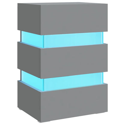 Sängbord Nattduksbord Grå Sängskåp LED 45x35x67 cm