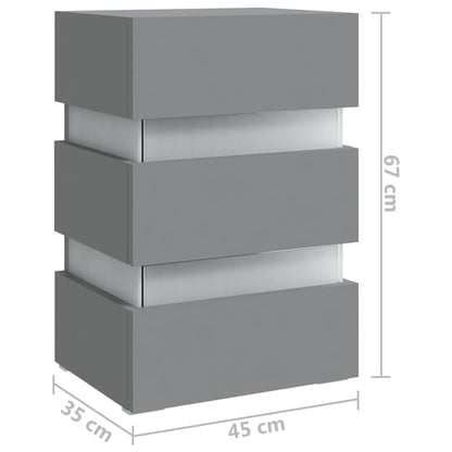 Sängbord Nattduksbord Grå Sängskåp LED 45x35x67 cm