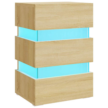Sängbord Nattduksbord Sonoma Ek Sängskåp LED 45x35x67 cm