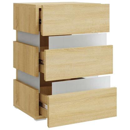 Sängbord Nattduksbord Sonoma Ek Sängskåp LED 45x35x67 cm