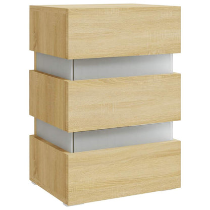 Sängbord Nattduksbord Sonoma Ek Sängskåp LED 45x35x67 cm