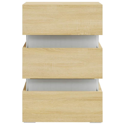 Sängbord Nattduksbord Sonoma Ek Sängskåp LED 45x35x67 cm