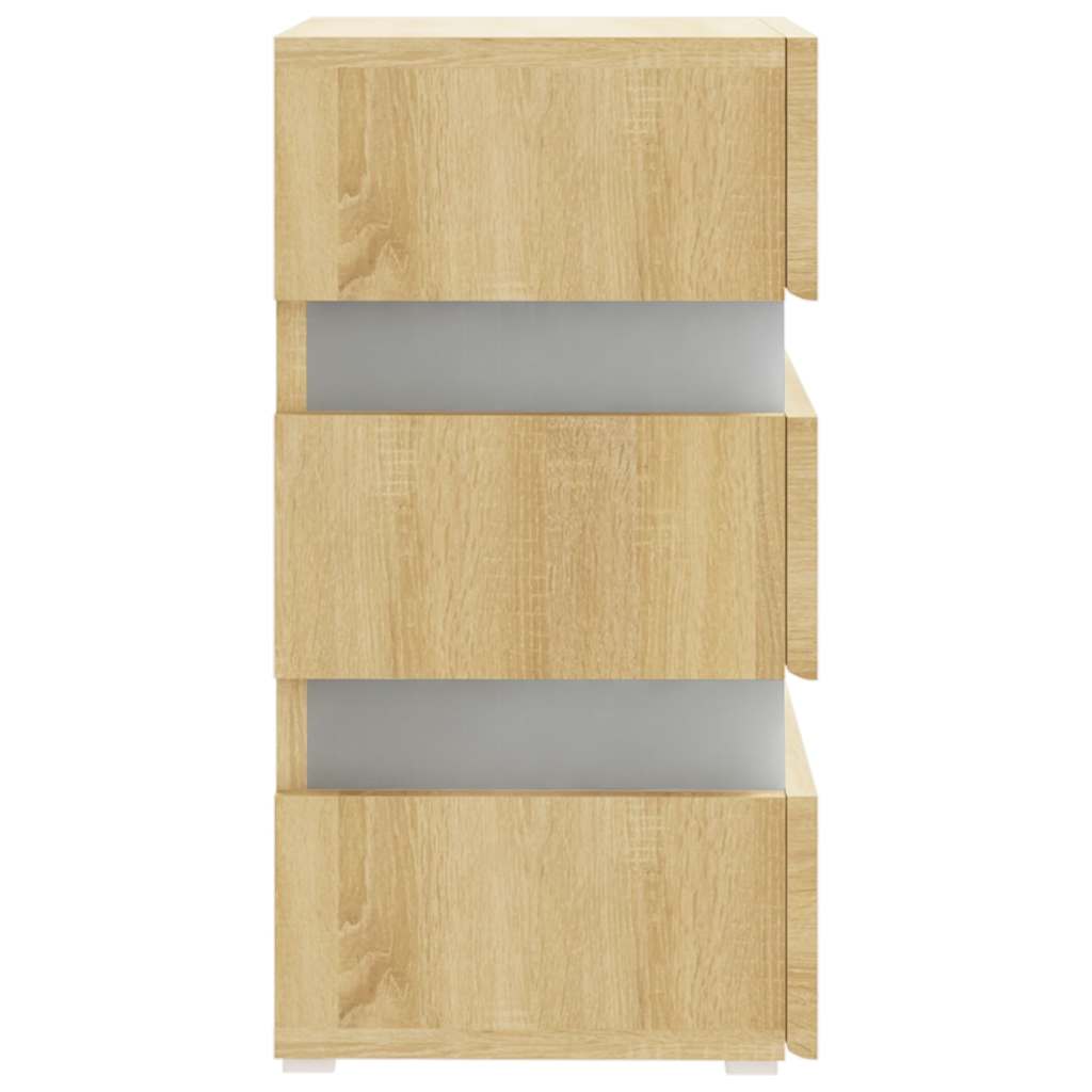 Sängbord Nattduksbord Sonoma Ek Sängskåp LED 45x35x67 cm
