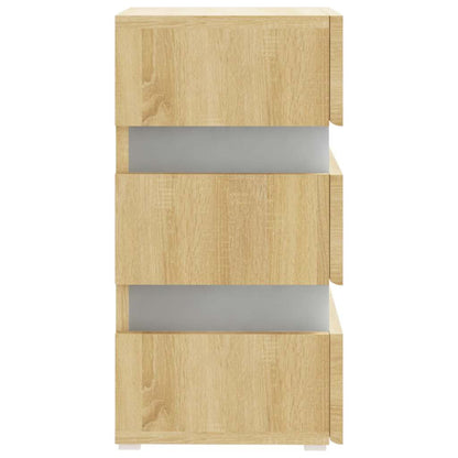 Sängbord Nattduksbord Sonoma Ek Sängskåp LED 45x35x67 cm