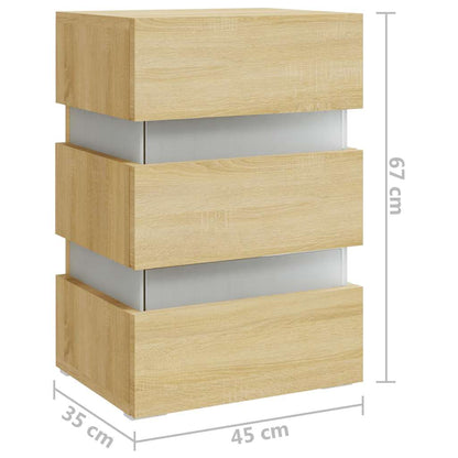 Sängbord Nattduksbord Sonoma Ek Sängskåp LED 45x35x67 cm