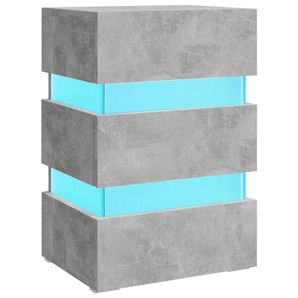 Sängbord Nattduksbord Betonggrå med LED 45x35x67 cm