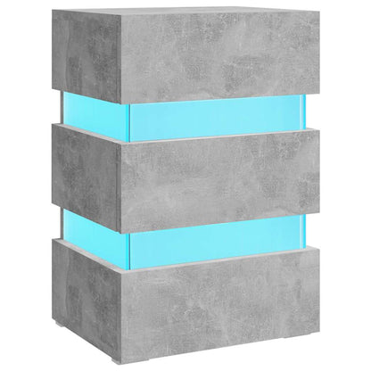 Sängbord Nattduksbord Betonggrå med LED 45x35x67 cm