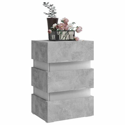 Sängbord Nattduksbord Betonggrå med LED 45x35x67 cm