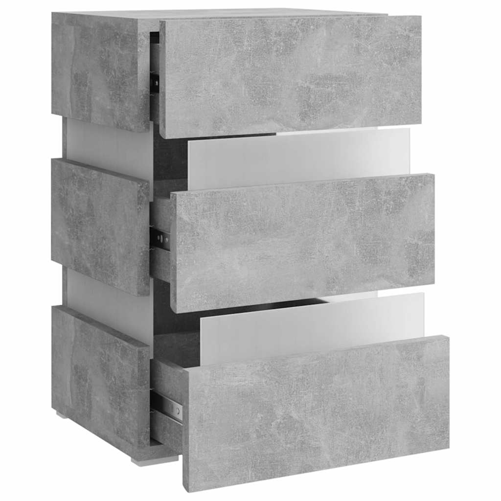 Sängbord Nattduksbord Betonggrå med LED 45x35x67 cm